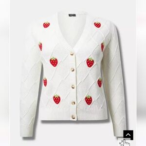 🆕️🍓🍓 STRAWBERRY EMBROIDERED V NECK BUTTOM UP SWEATER🍓🍓